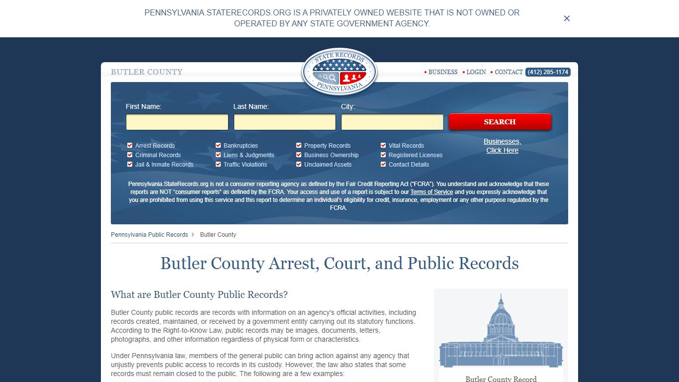 Butler County Arrest, Court, and Public Records