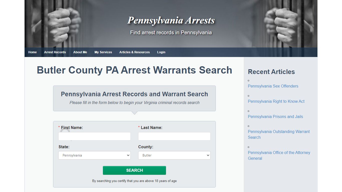 Butler County PA Arrest Warrants Search - Pennsylvania Arrests